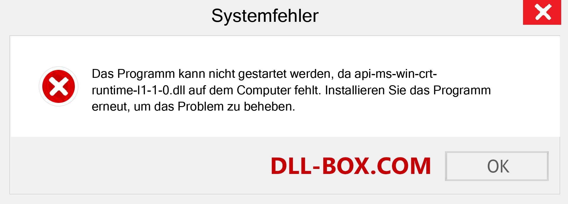 api-ms-win-crt-runtime-l1-1-0.dll-Datei fehlt?. Download für Windows 7, 8, 10 - Fix api-ms-win-crt-runtime-l1-1-0 dll Missing Error unter Windows, Fotos, Bildern